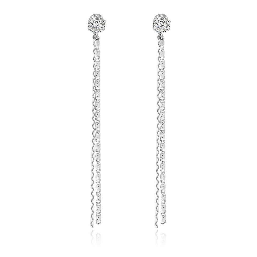 CZ Stud Chain Long Earrings Wholesale Earrings JR Fashion Accessories CZ Stud Chain Long Earrings Wholesale Earrings JR Fashion Accessories