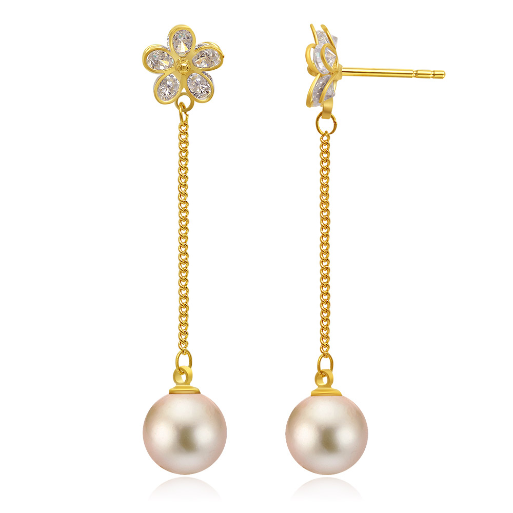 THE PEARL AND CHAIN DROP EARRINGS