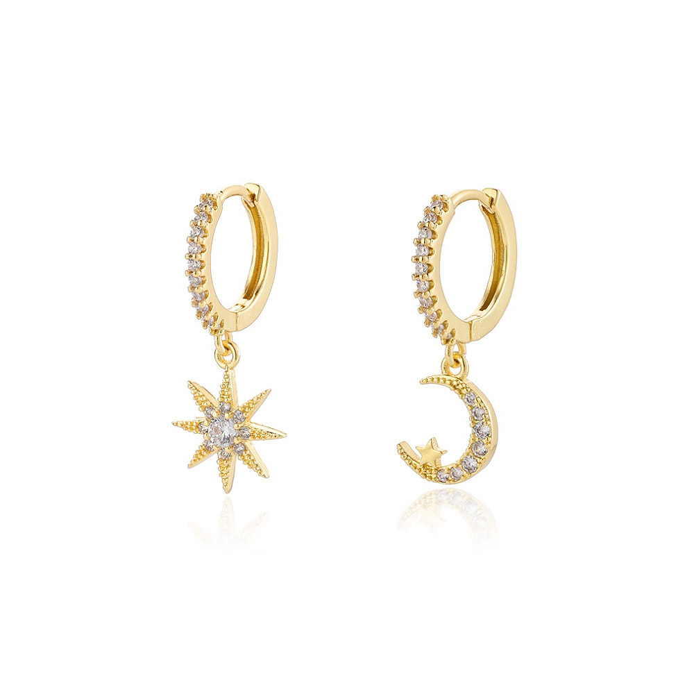 Wholesale 14k gold huggie hoop earrings. Gorgeous Star Moon Huggie Hoop ...