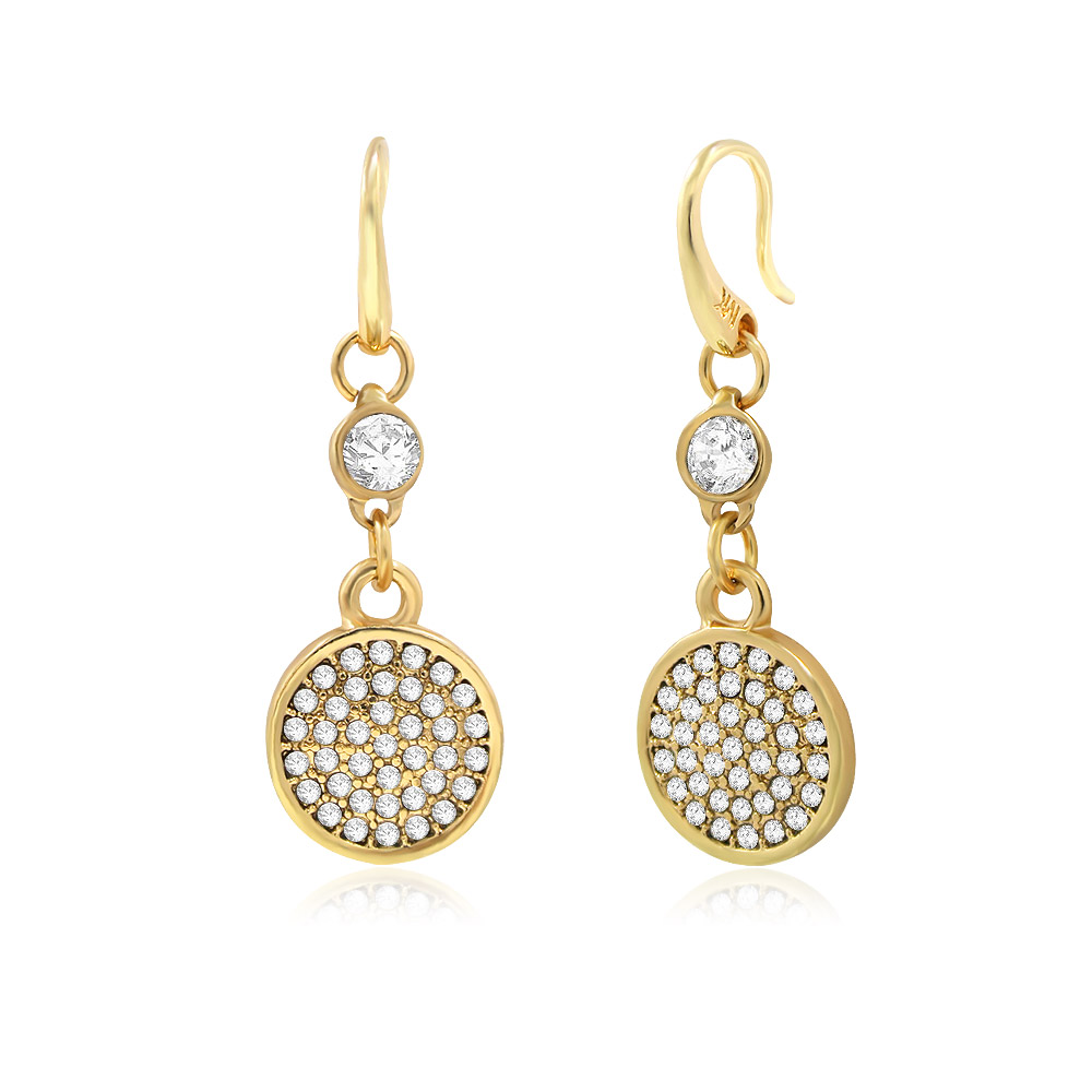 Disc Pave Drop Earrings Wholesale Jewelry | JR Fashion Accessories