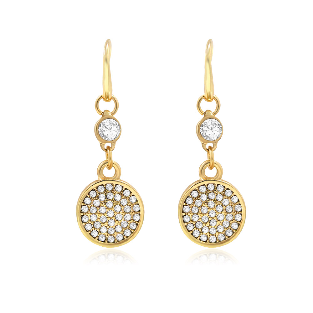 Disc Pave Drop Earrings Wholesale Jewelry | JR Fashion Accessories