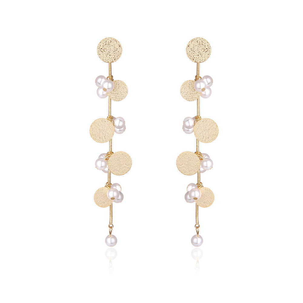 Pearl Textured Disc Chain Earrings Supplier | JR Fashion Accessories