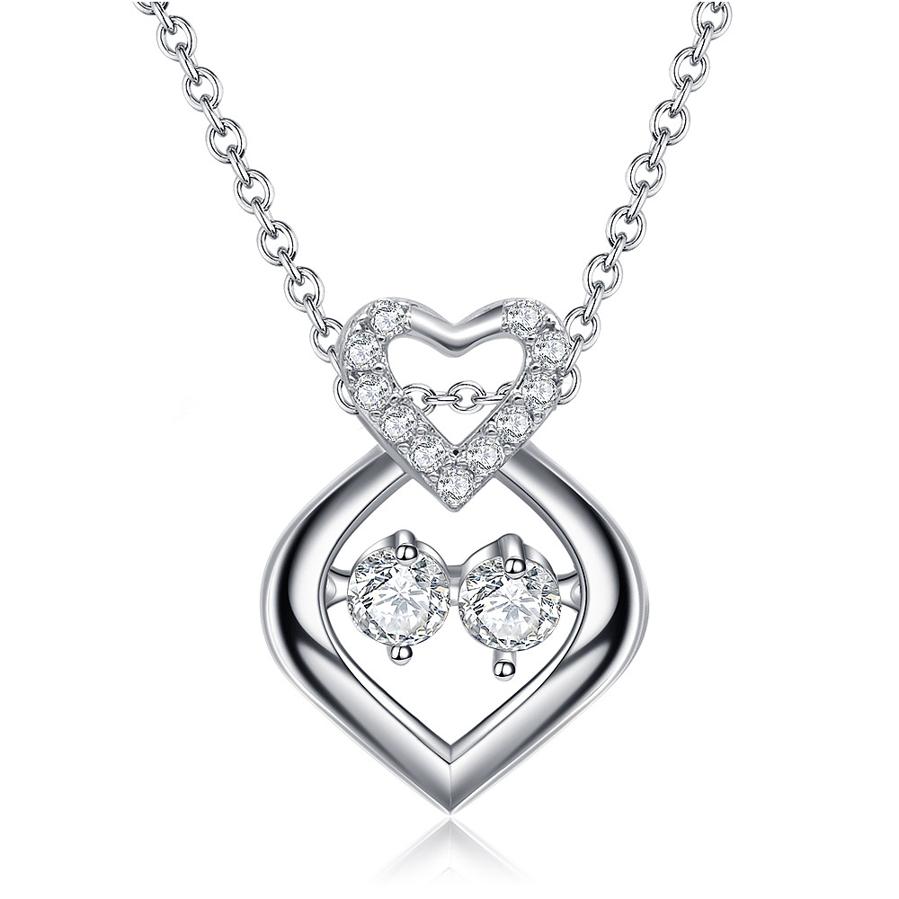 Silver Dancing CZ Heart Pendant