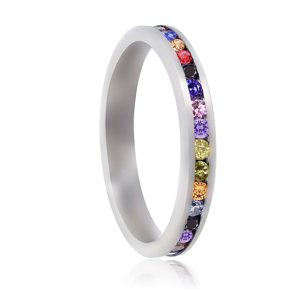 Multi Color Cubic Zirconia Eternity Ring Wholesale | JR Fashion Accessories