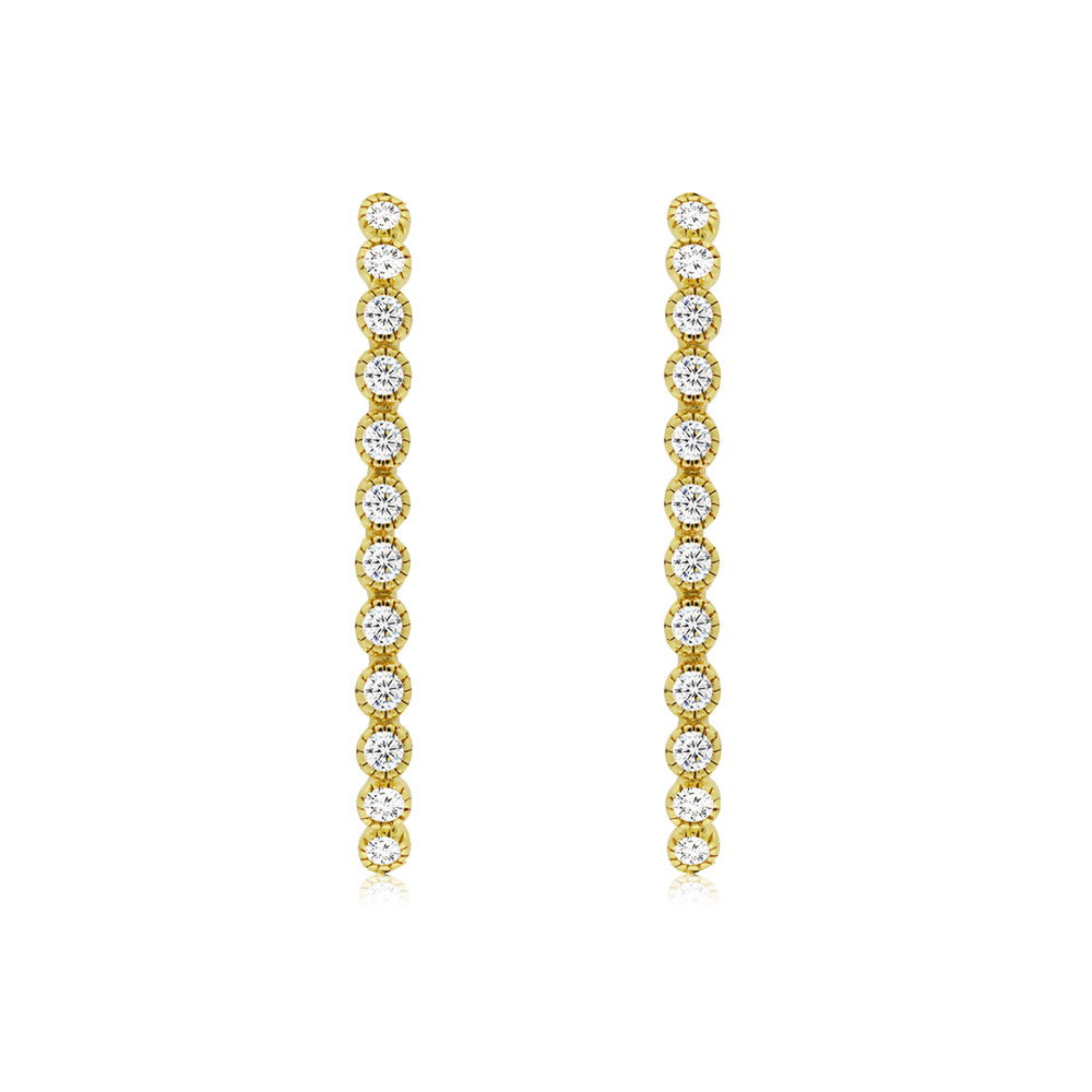 Bezel Set Gold Plated Hoop Earrings