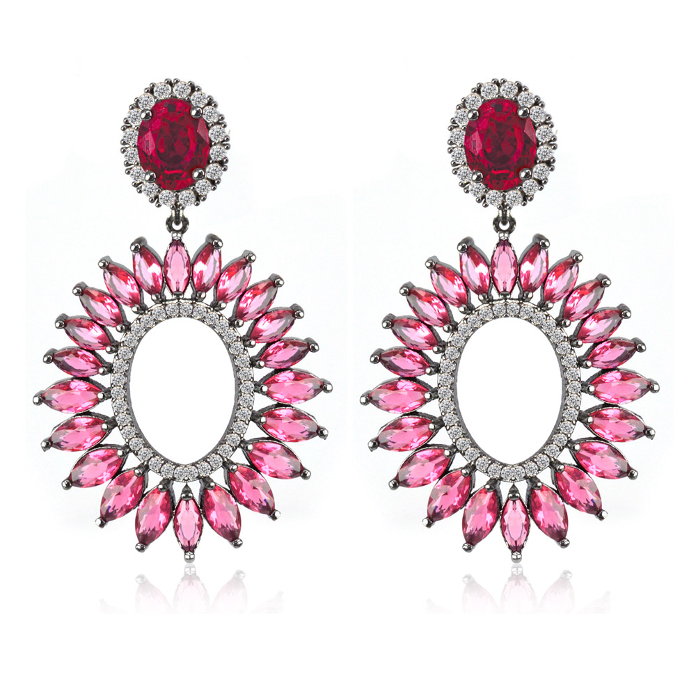 Red Radiant CZ Earring