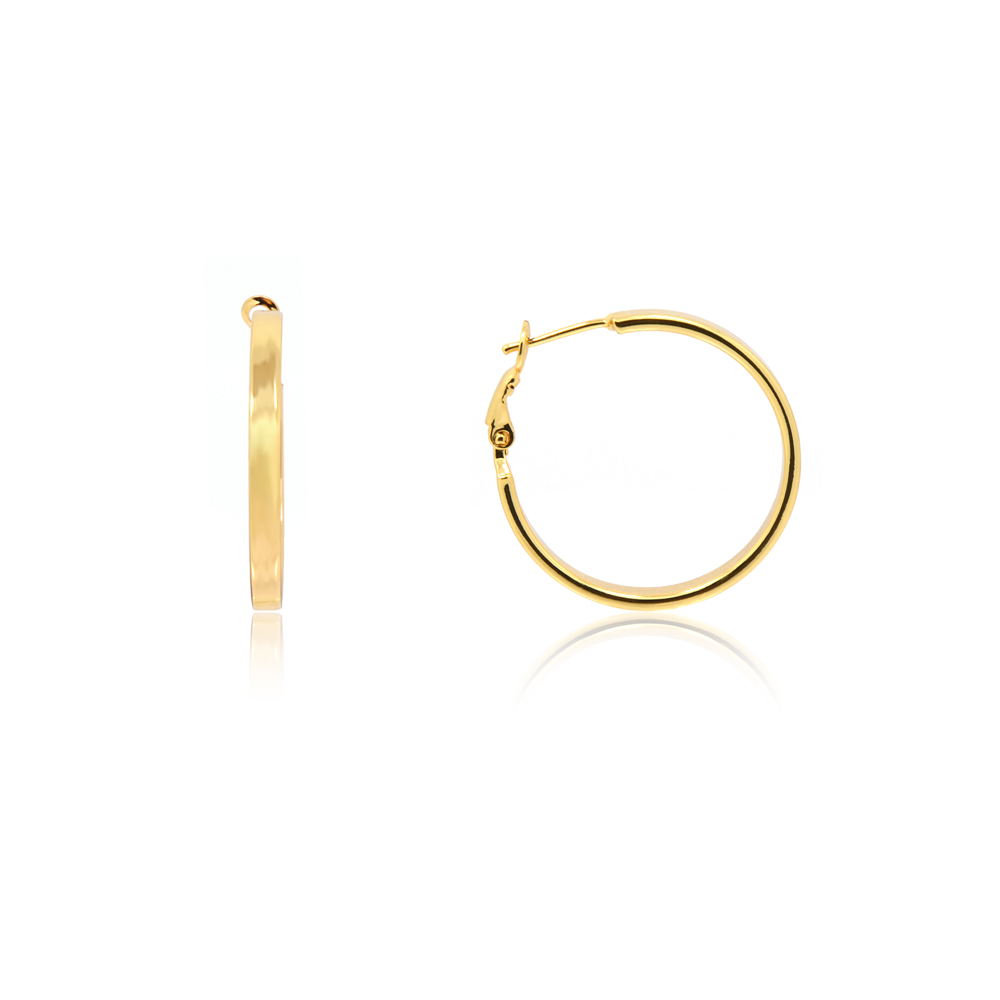 Gold Flat Edge Hoop Earring