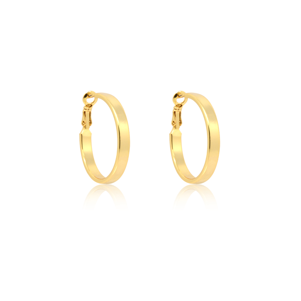 Gold Flat Edge Hoop Earring Wholesaler | JR Fashion Accessories