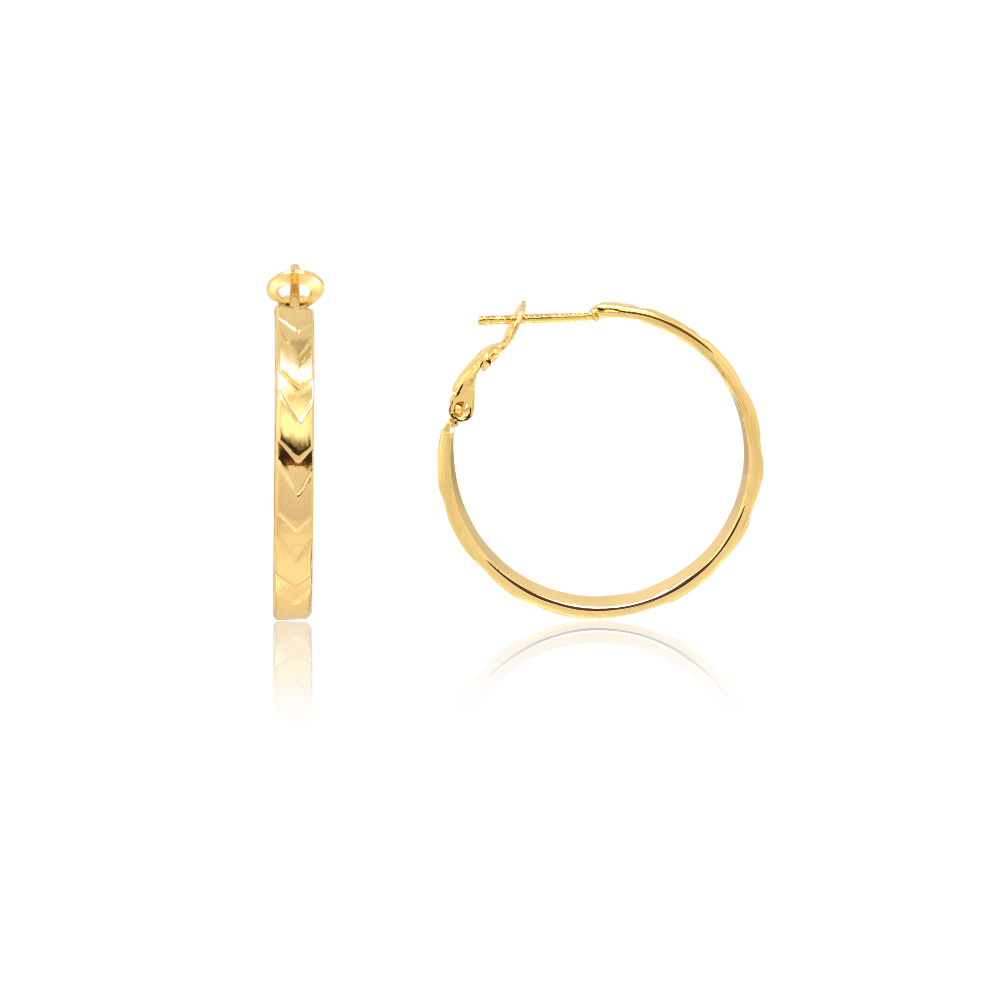 Gold Hoop Texture Earring