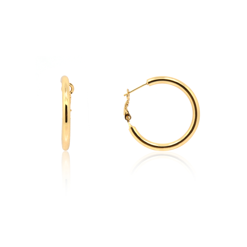 Gold Continuous Endless Hoop Earrings