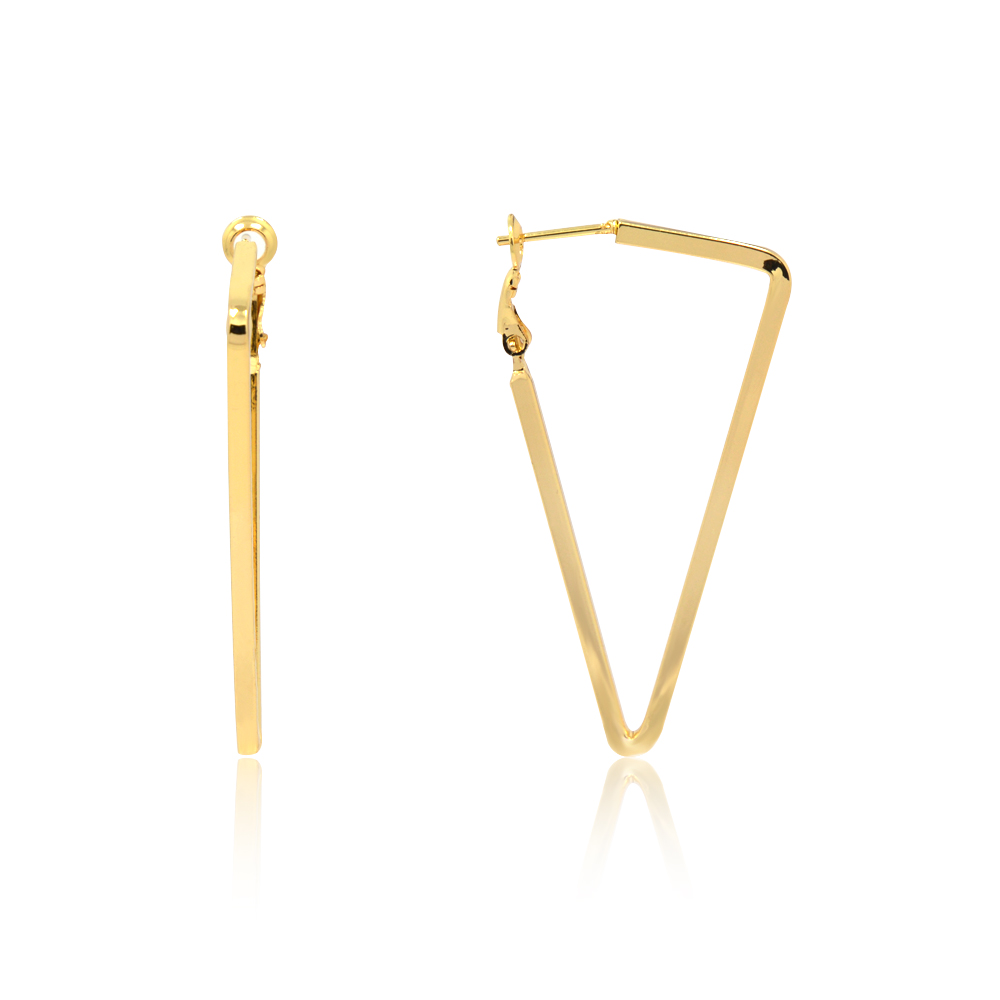 Gold Hoop Polished Triangle Earrings