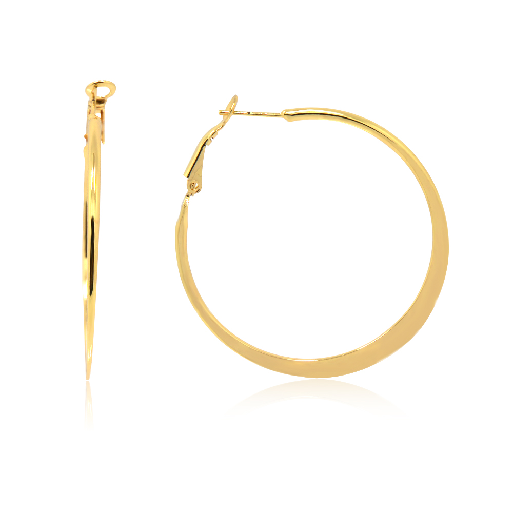 Gold Hoop Polished Flat Earrings