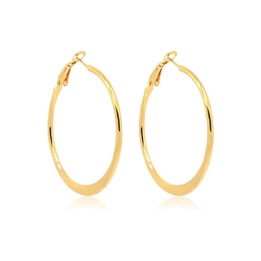 Wholesale Gold Hoop Polished Flat Earrings | JR Fashion Accessories