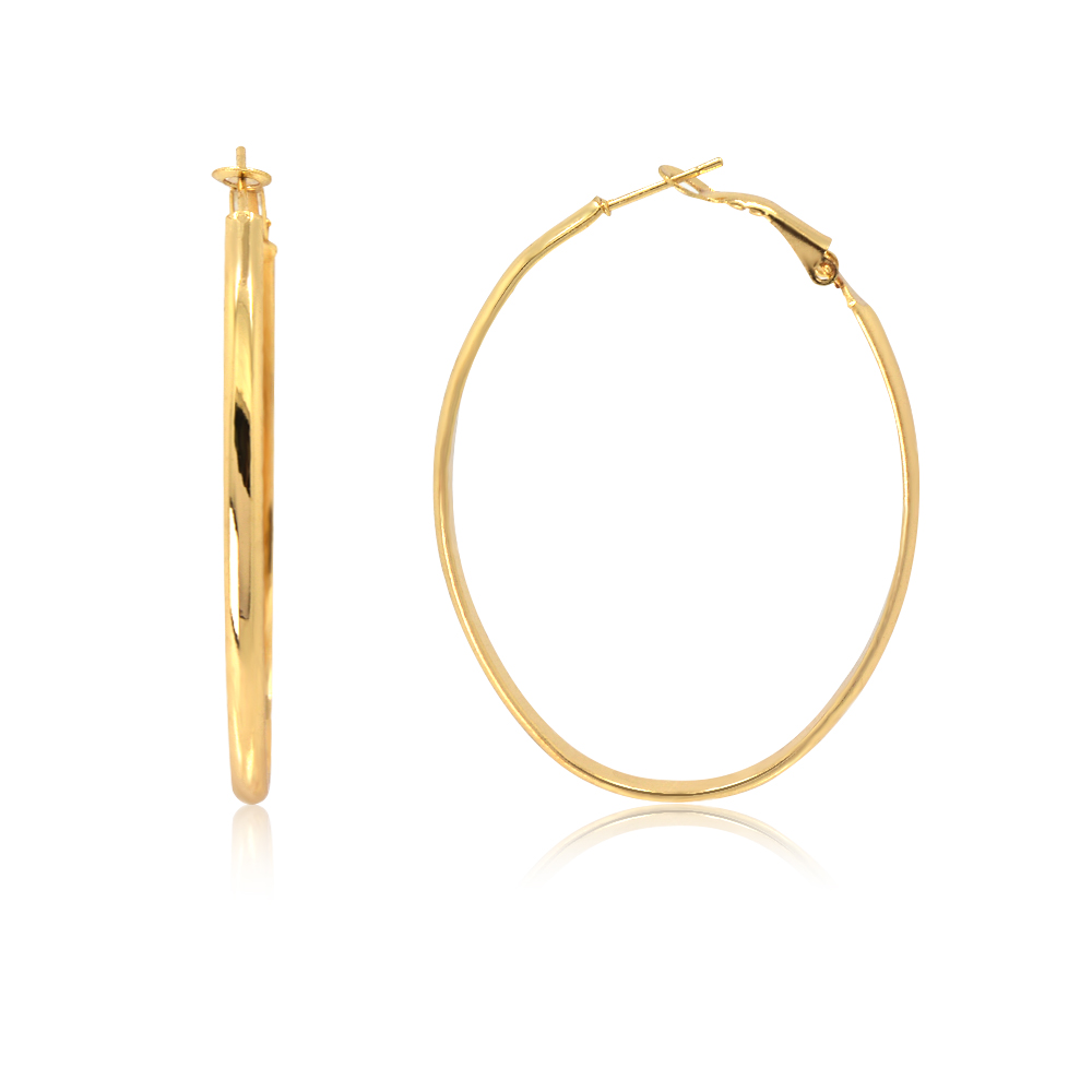 Gold Hoop Polished Oval Earrings