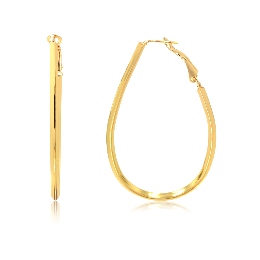 Gold Open Oval Cut Hoops