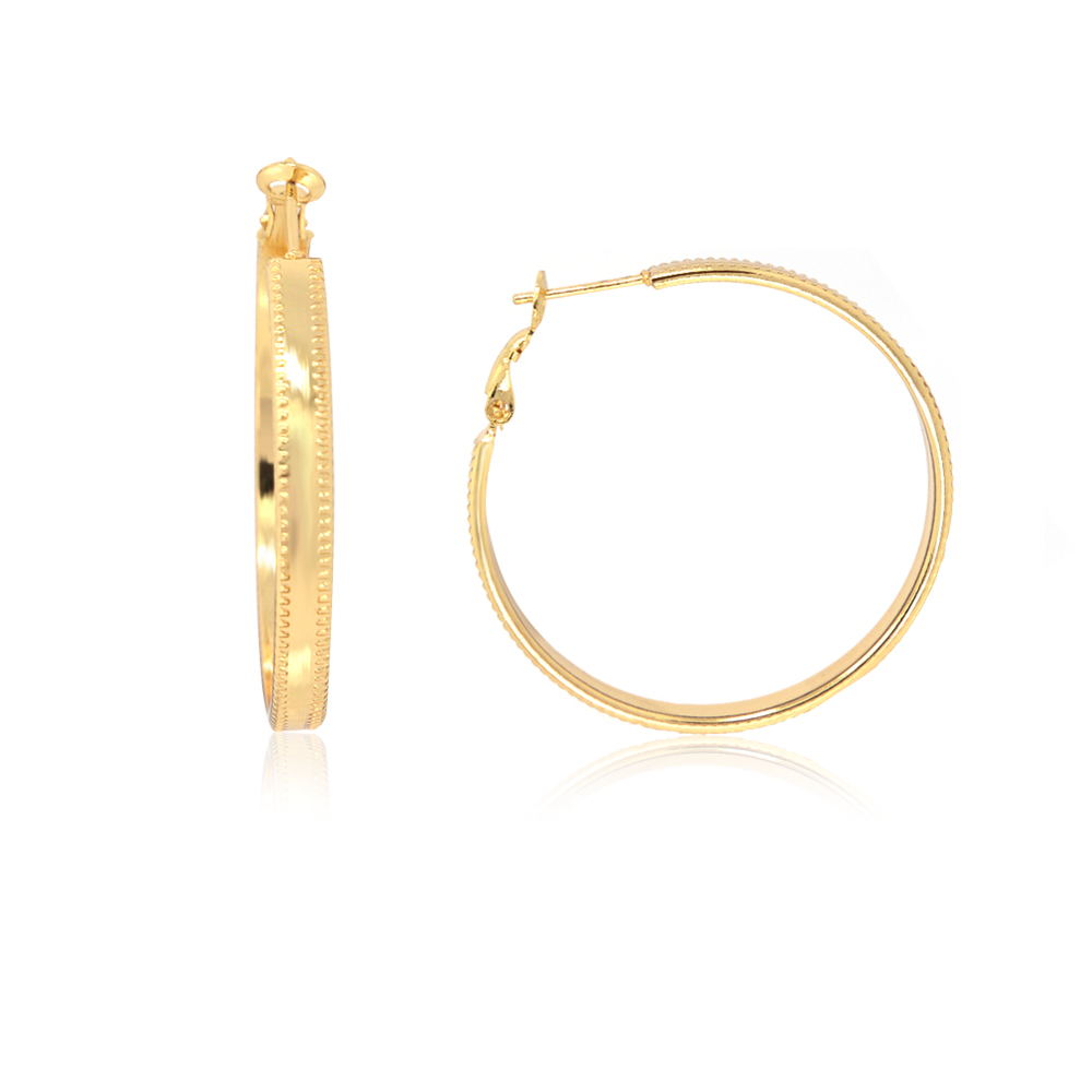Medium Gold Hoop Texture Earrings