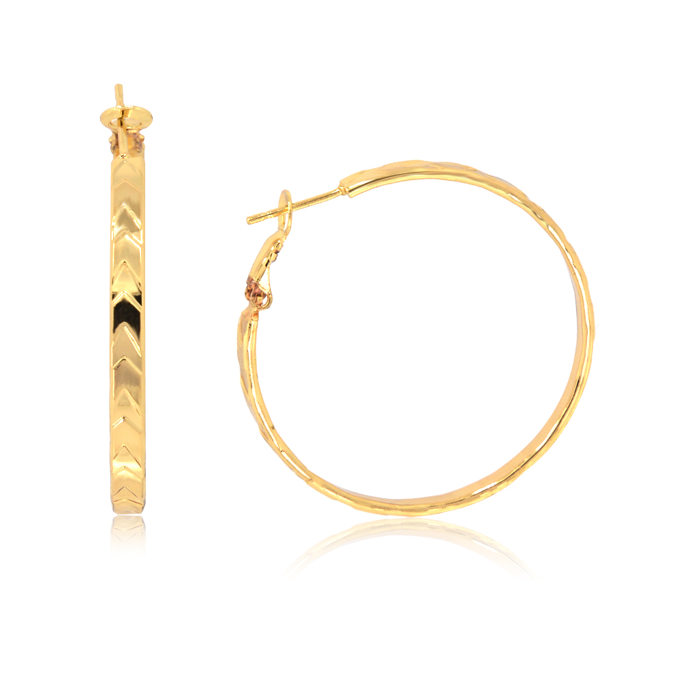 Gold Diamond-cut Thin Hoop Earrings