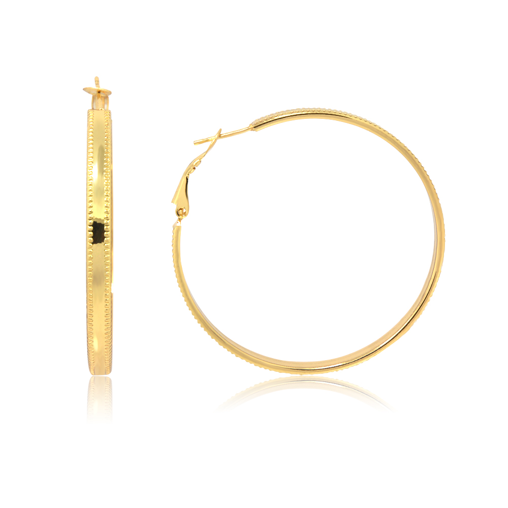 Gold Hoop Texture Earrings