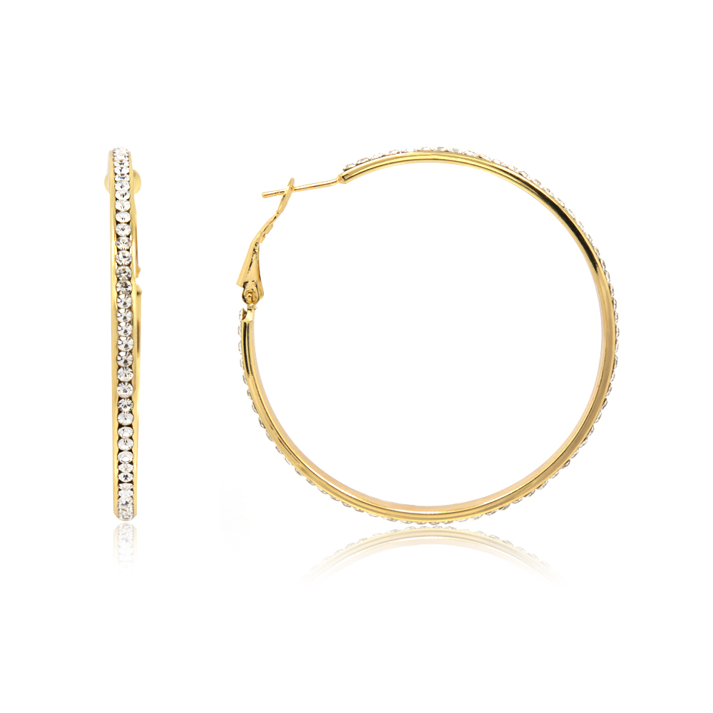Gold Hoop Crystal Earrings