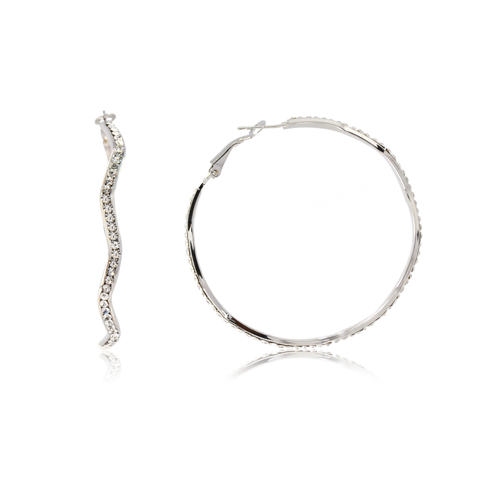 Rhodium Hoop Crystal Earrings