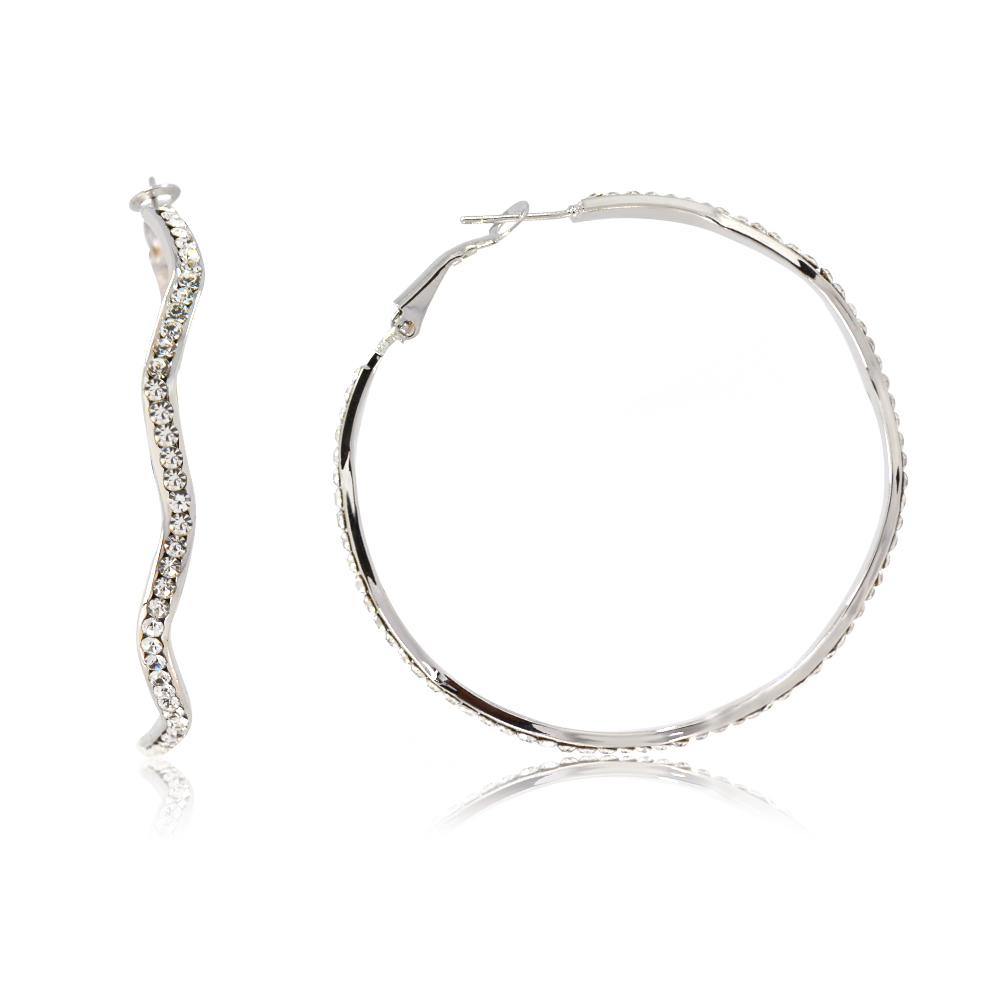 Rhodium Sparkling Hoops